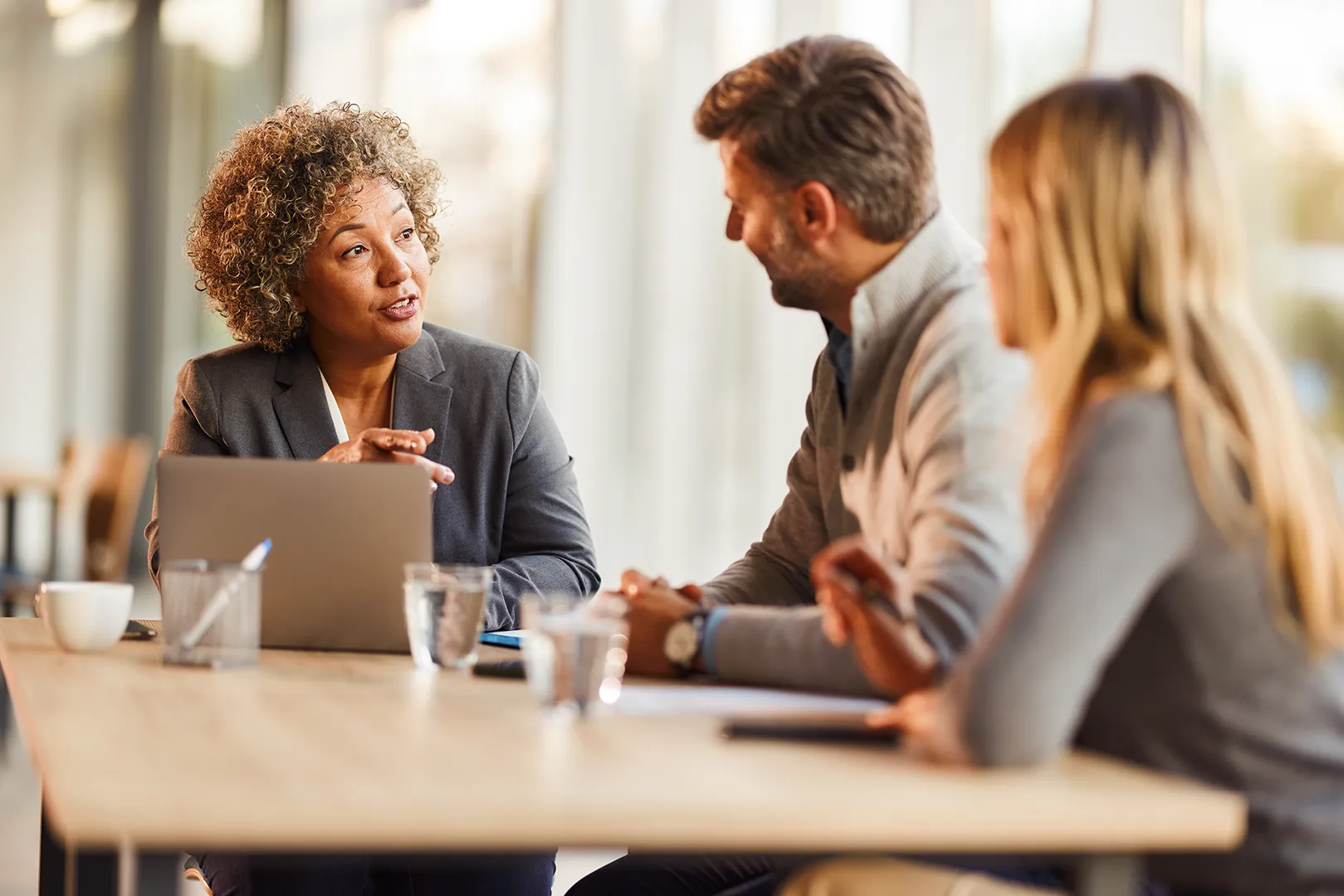 businesswomen meeting clients