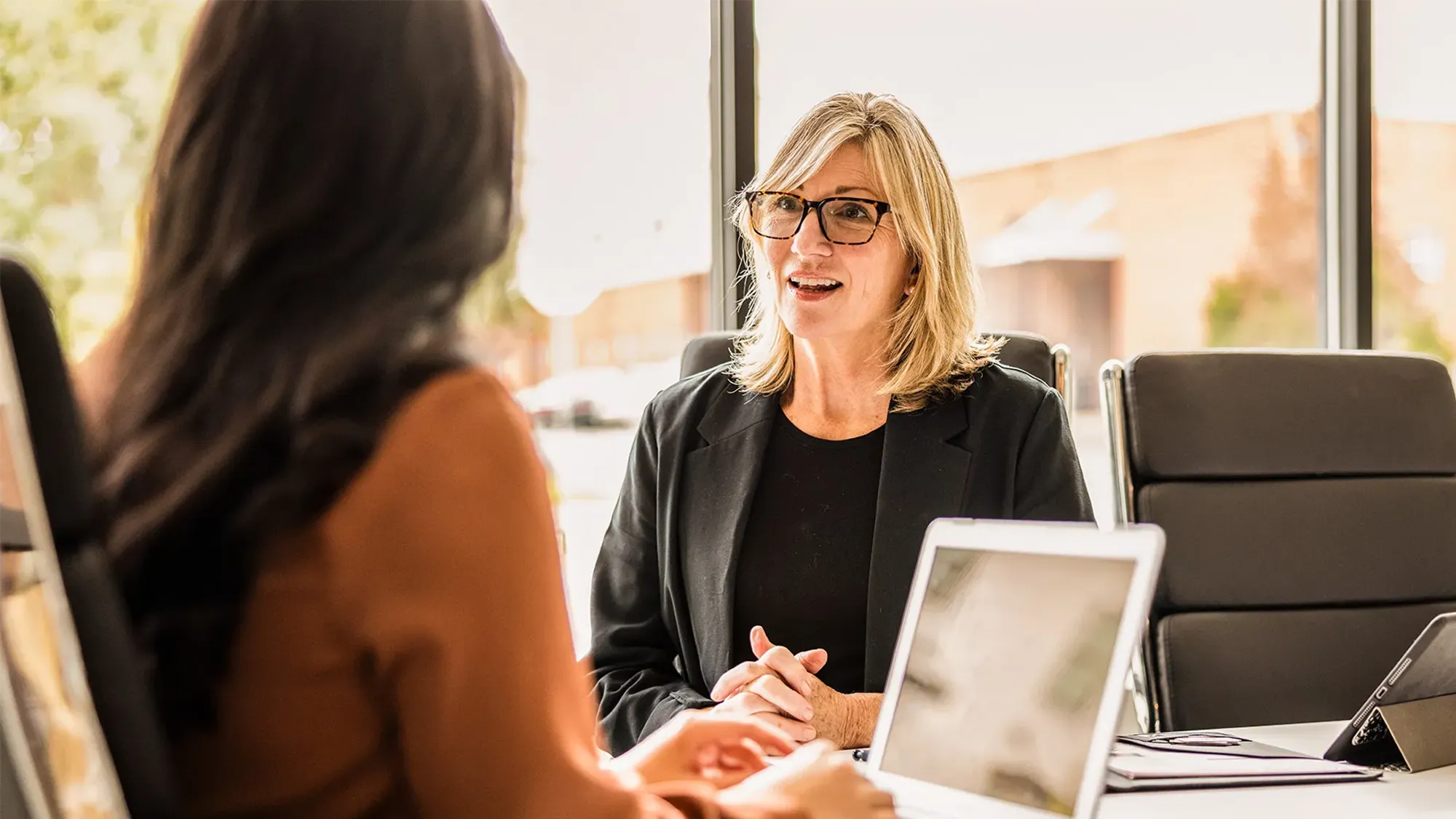 businesswomen meeting office